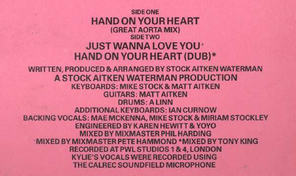 Kylie Minogue. Hand On Your Heart Maxi Single